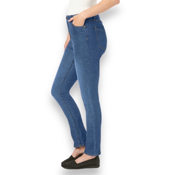 woman within Premium Straight-Leg Jean Medium Stonewash Sanded 14W - Picture 3 of 16